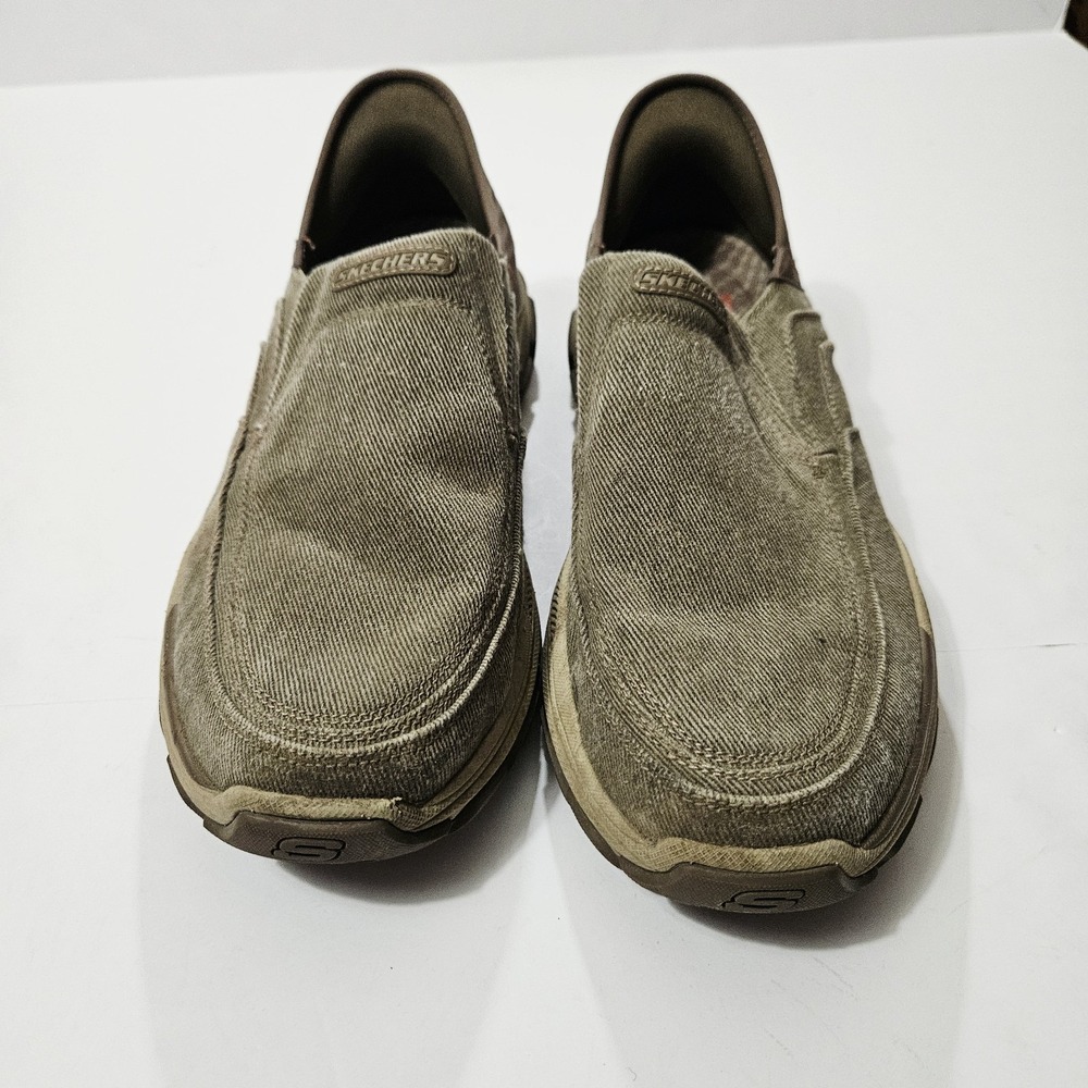SKECHERS Men's Casual Canvas Slip-Ins, Goodyear® Sole Size 12 Brown - Picture 2 of 9